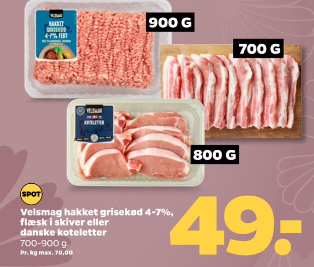 Velsmag, Hakket grisekød 4-7%