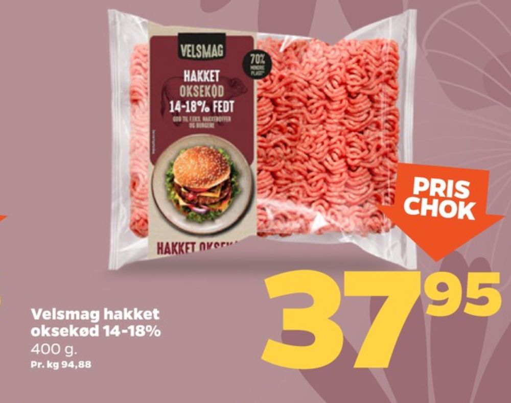 Velsmag, Hakket oksekød 14-18%