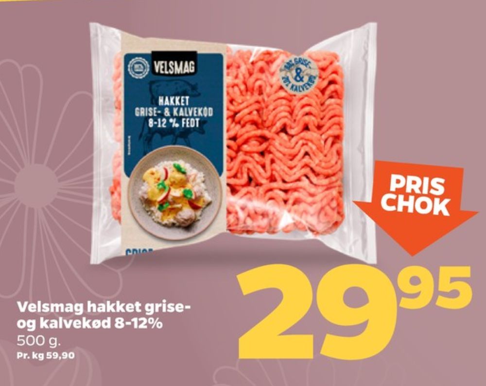 Velsmag, Hakket kalv og grisekød 8-12%