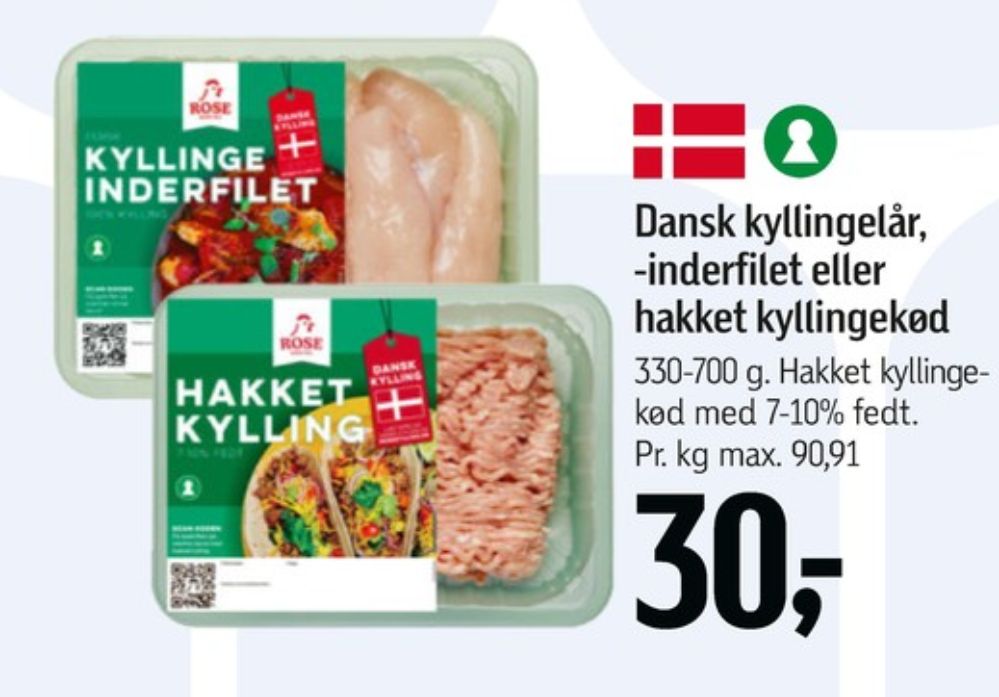 Rose, Hakket kylling 7-10%