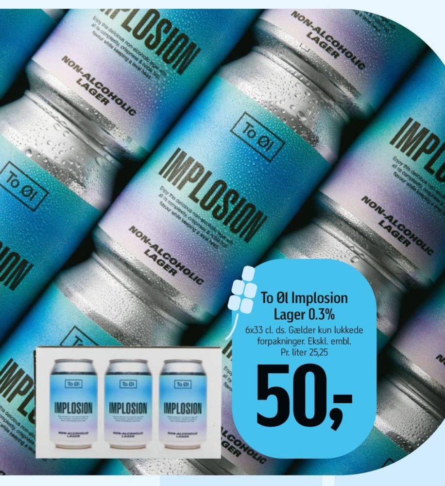 To Øl Implosion Lager, Øl - Alkoholfri 6 pk.