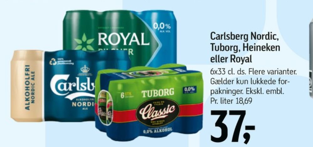 Carlsberg Nordic Pilsner, Øl - Alkoholfri 6 pk.
