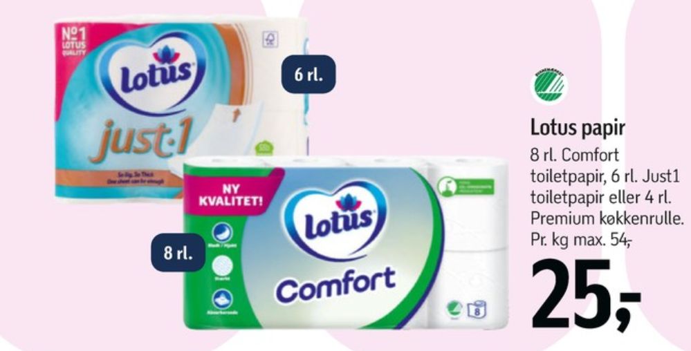 Lotus Comfort, Toiletpapir