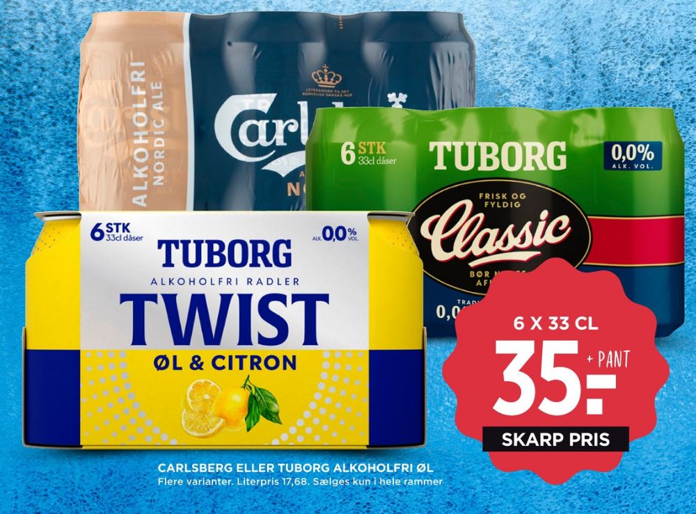 Tuborg Classic 0,0, Øl - Alkoholfri 6 pk.