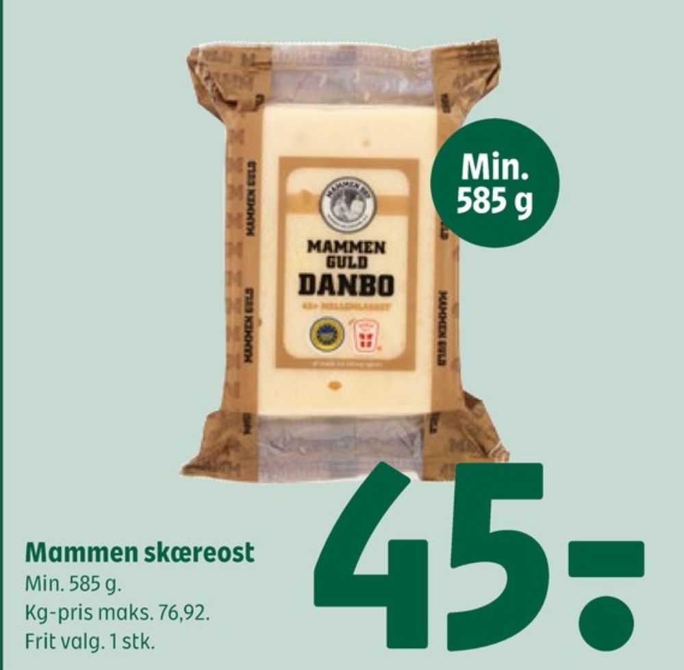 Mammen, Skæreost Danbo Guld Mellemlagret Kommen