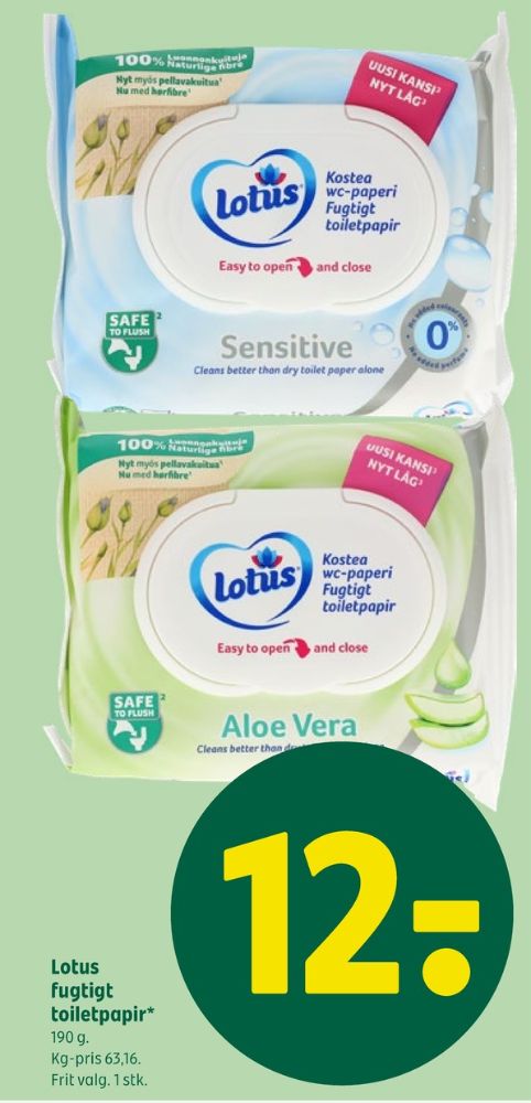 Lotus Moist Sensitive, Fugtigt toiletpapir