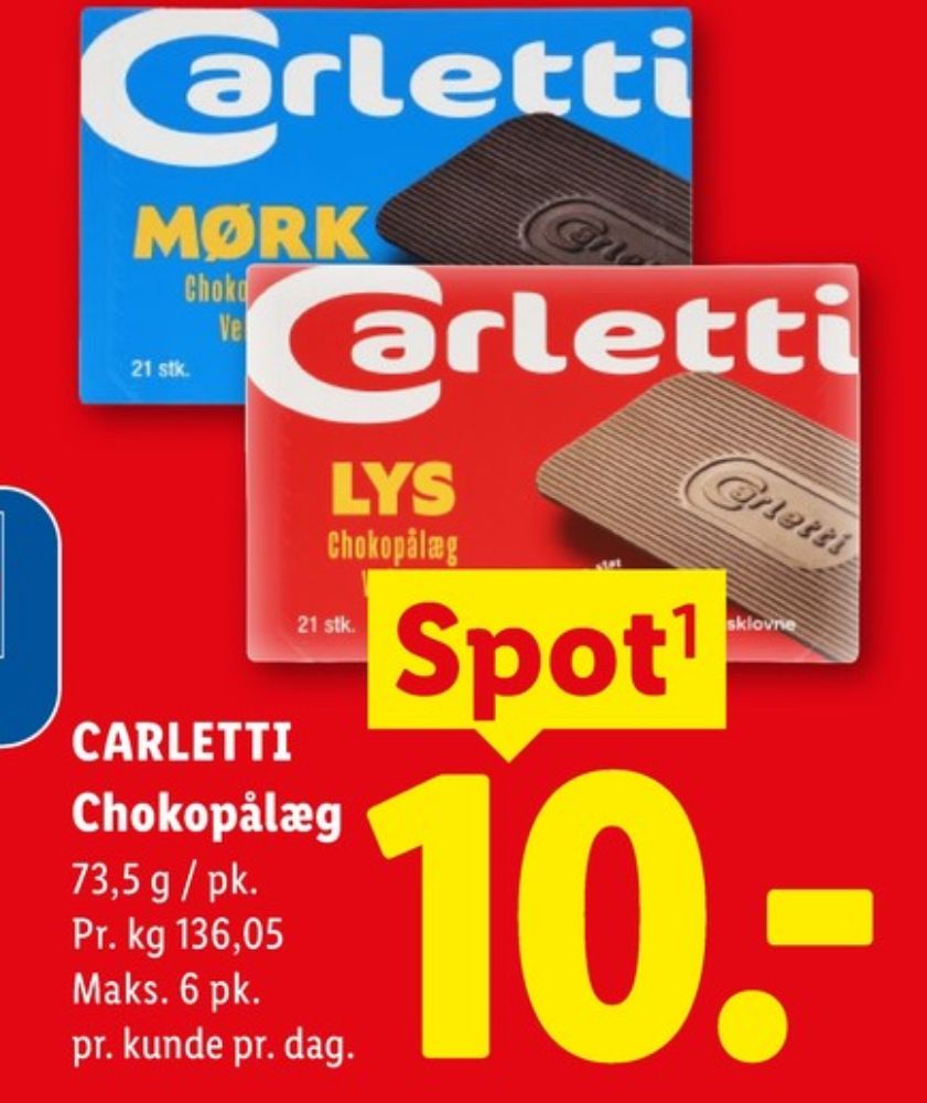 Carletti Den Lyse, Pålægschokolade Lys