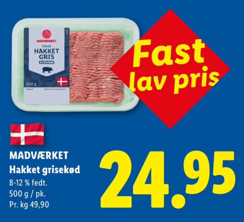 Madværket, Hakket grisekød 8-12%