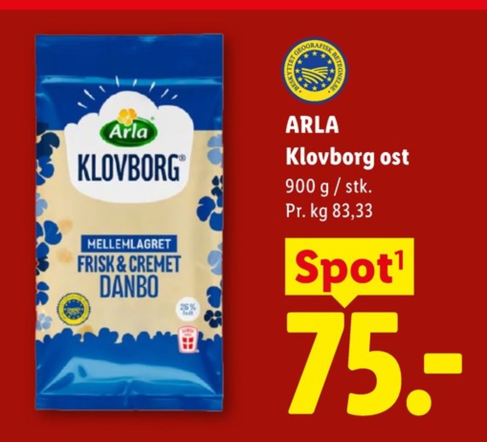 Klovborg, Skæreost Danbo Mellemlagret Kommen