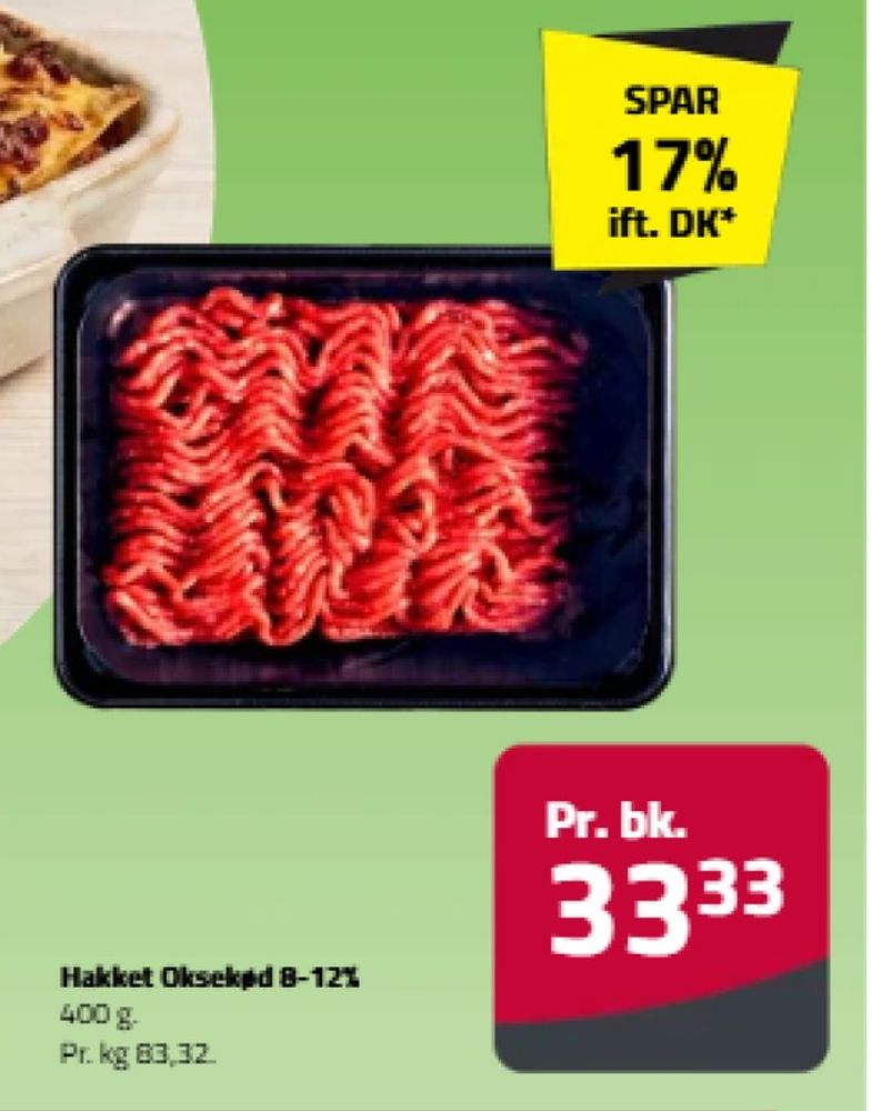 Hakket oksekød 8-12%