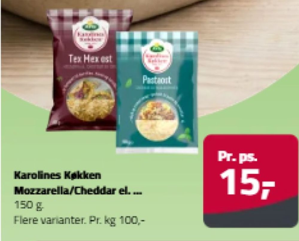 Karolines, Revet ost Pasta-& gratineringsost