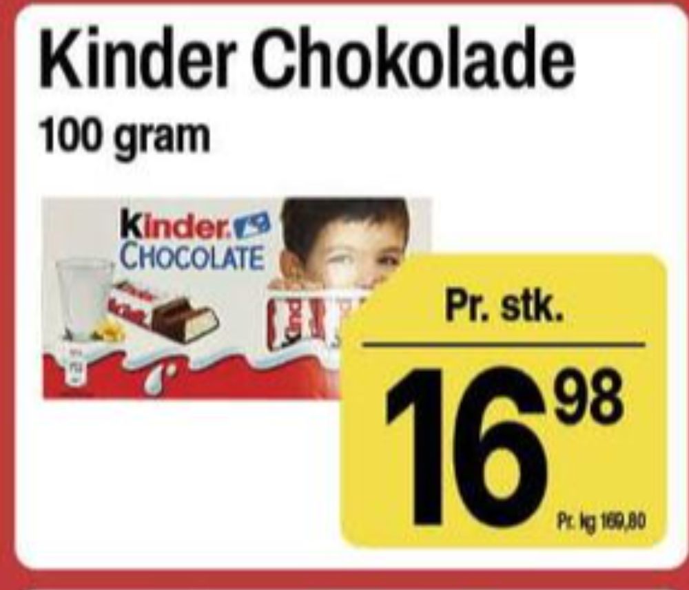 Kinder Chocolate, Chokoladestænger