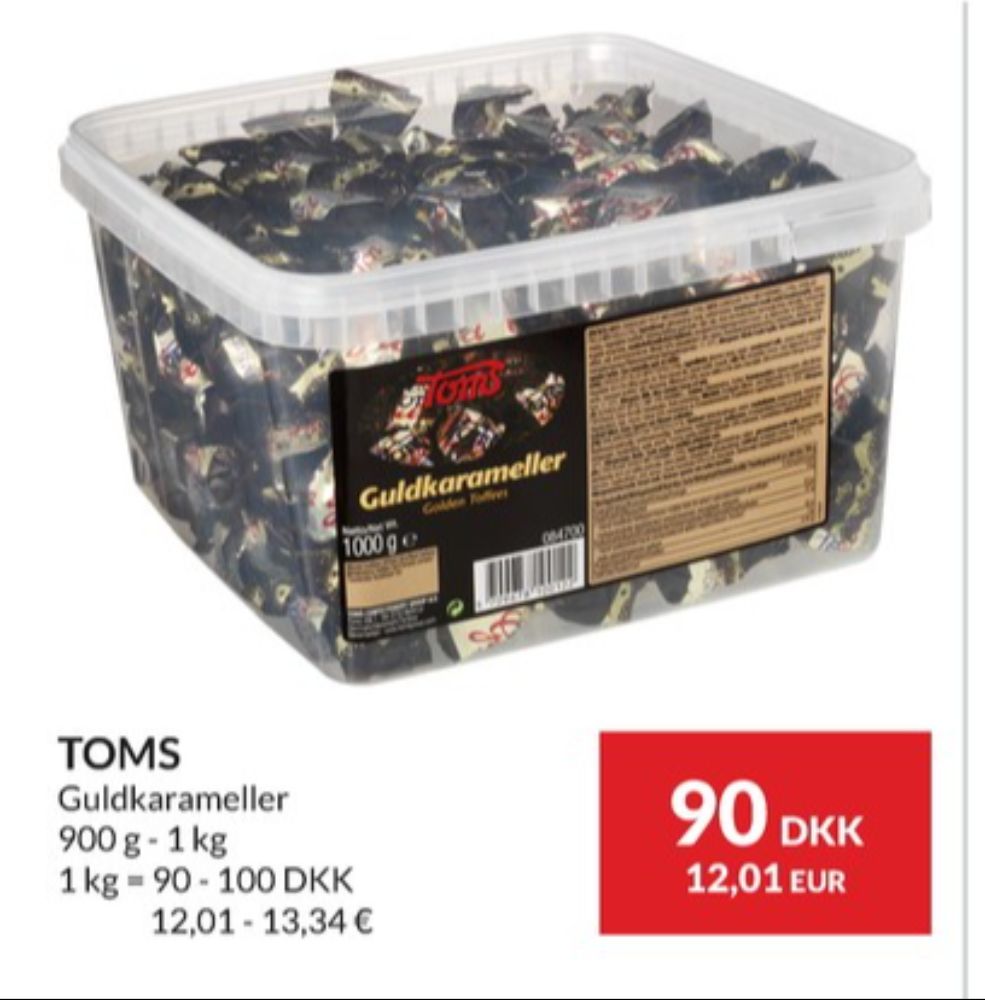 Toms Guldkarameller, Karameller