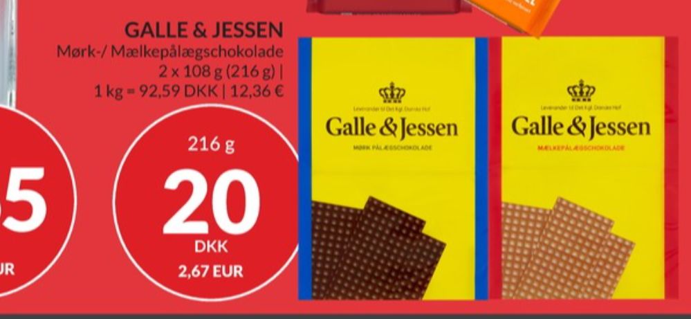 Galle & Jessen, Pålægschokolade Mælk