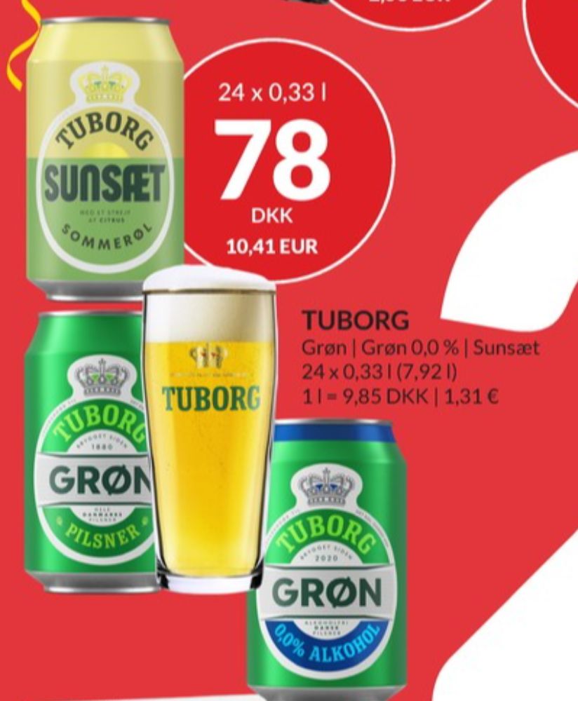 Tuborg Grøn 0,0, Øl - Alkoholfri 24 pk.