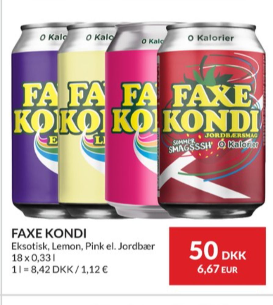 Faxe Kondi 0 Kalorier Pink Lemonade, Sportssodavand 18 pk.