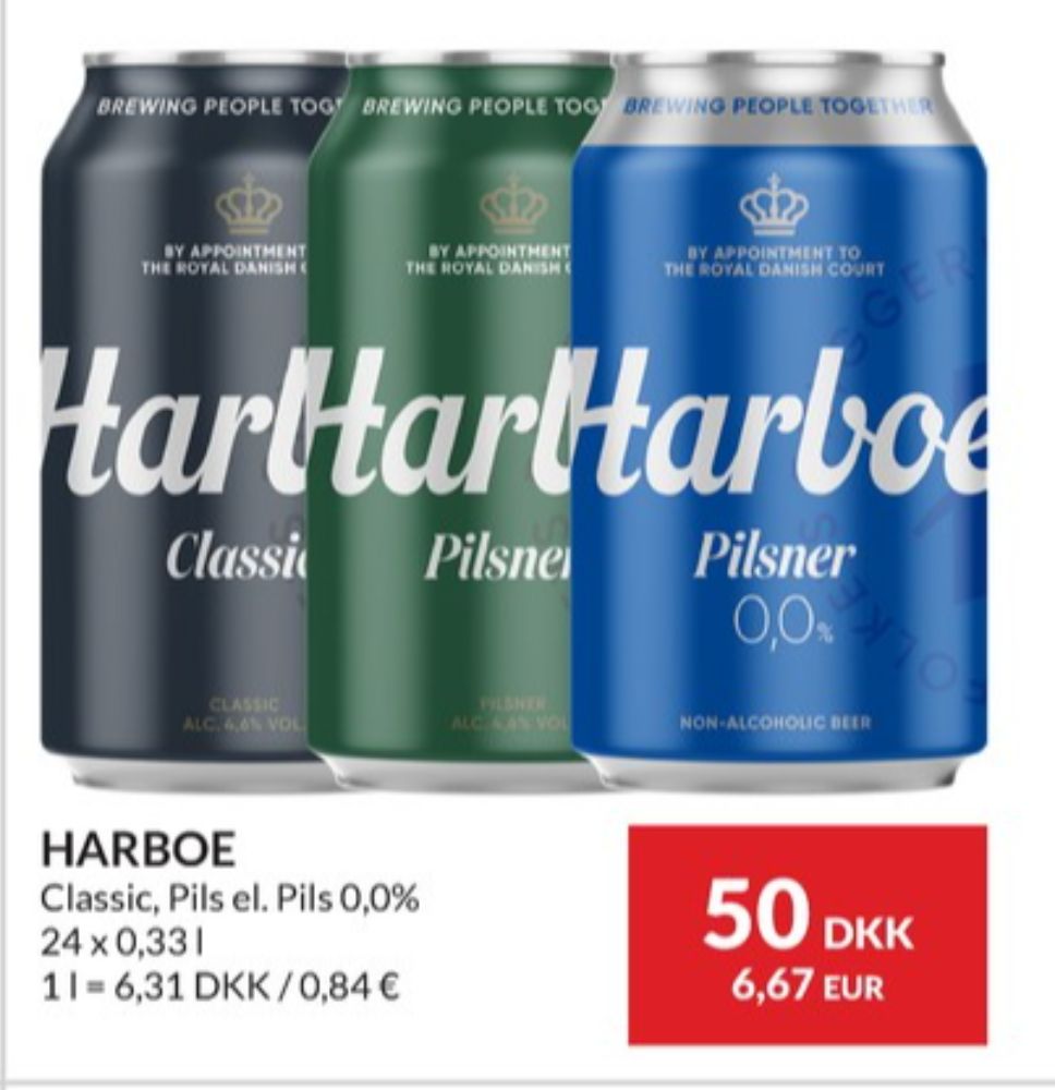 Harboe Pilsner 0,0%, Øl - Alkoholfri 24 pk.