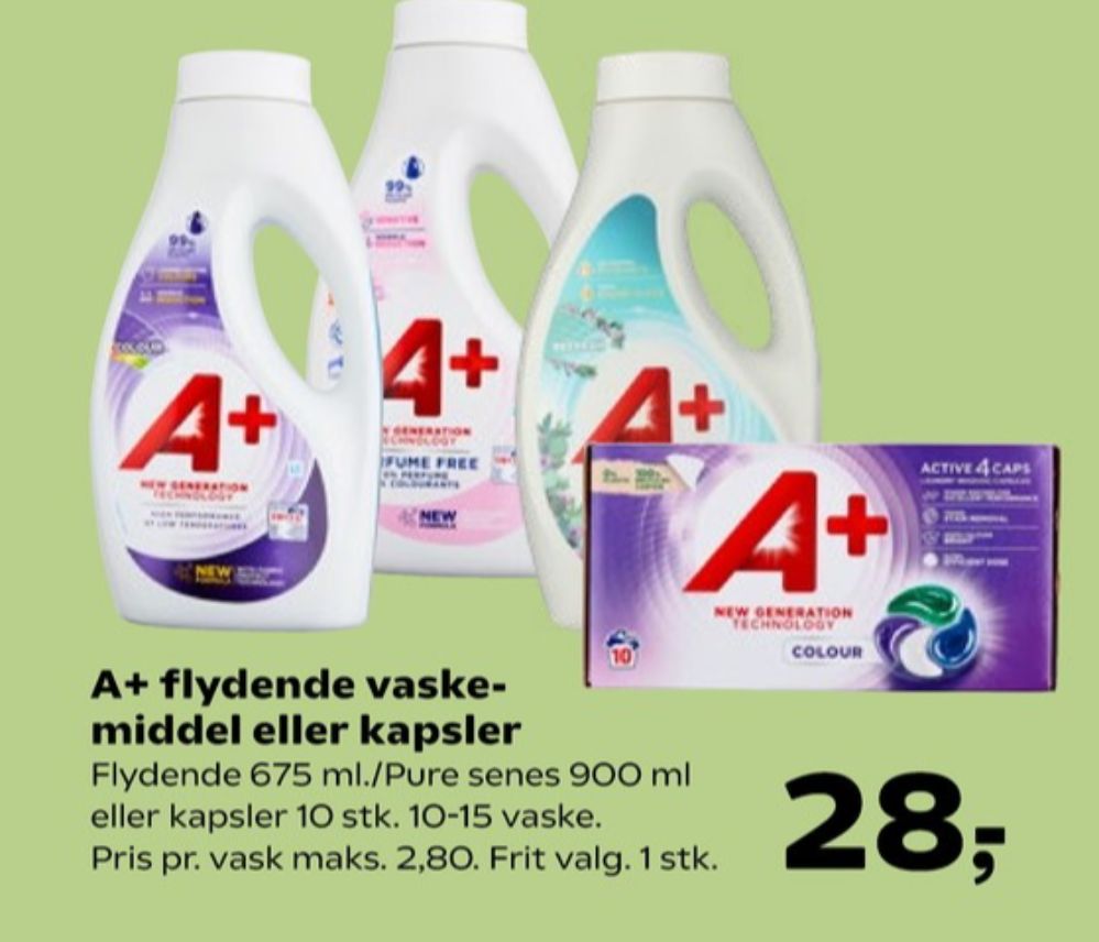 A+, Vaskemiddel-flydende