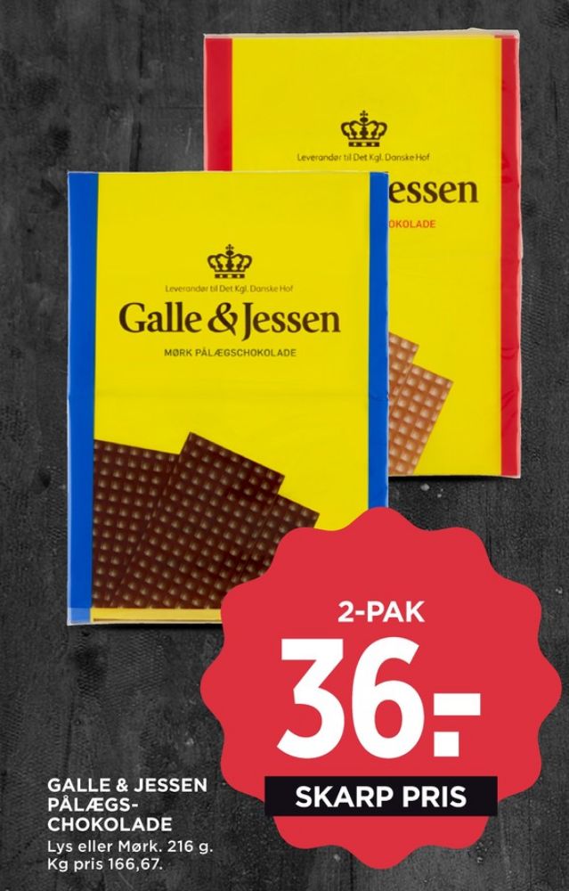 Galle & Jessen, Pålægschokolade Mælk