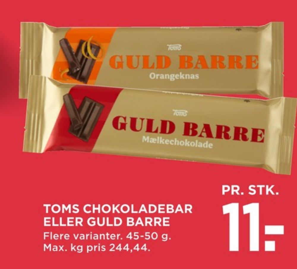 Toms Guldbarre, Chokoladebar Mælkechokolade