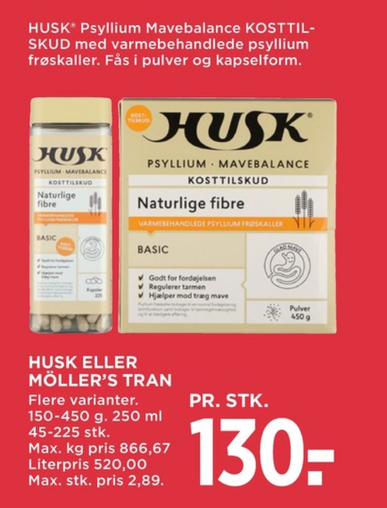 Husk, Kosttilskud