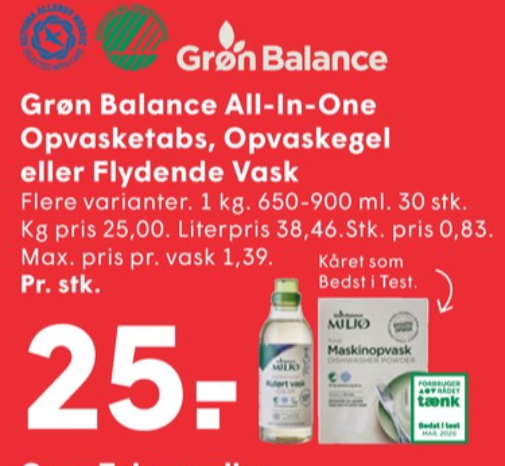 Grøn Balance, Maskinopvask-tabs
