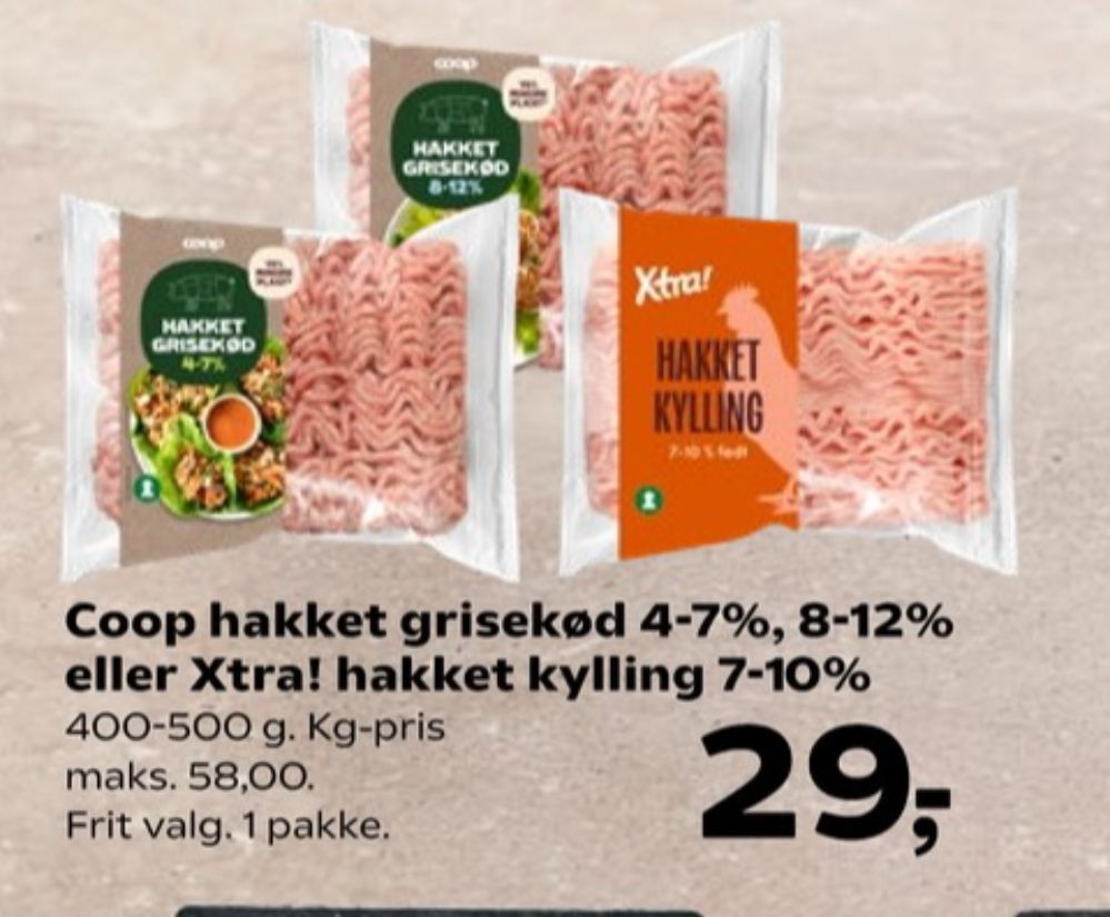 Coop, Hakket grisekød 8-12%