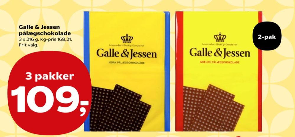 Galle & Jessen, Pålægschokolade Mørk