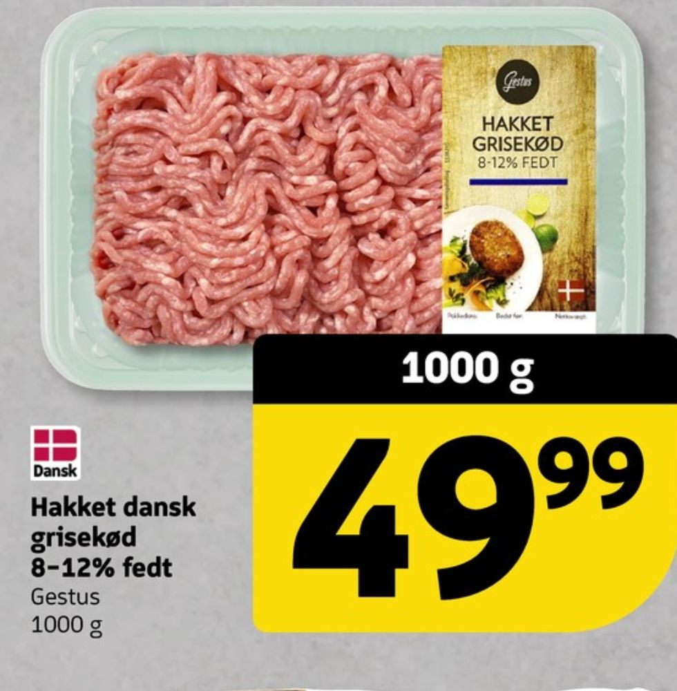 Gestus, Hakket grisekød 8-12%