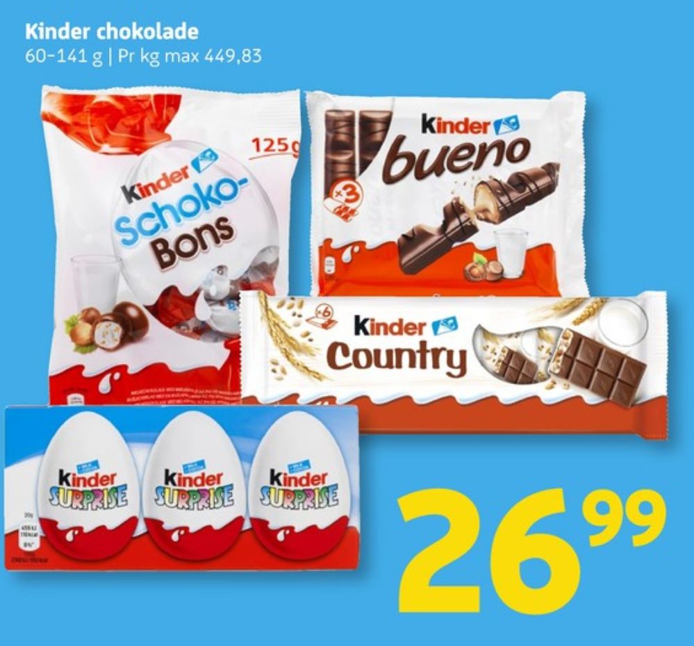 Kinder Chocolate, Chokoladestænger