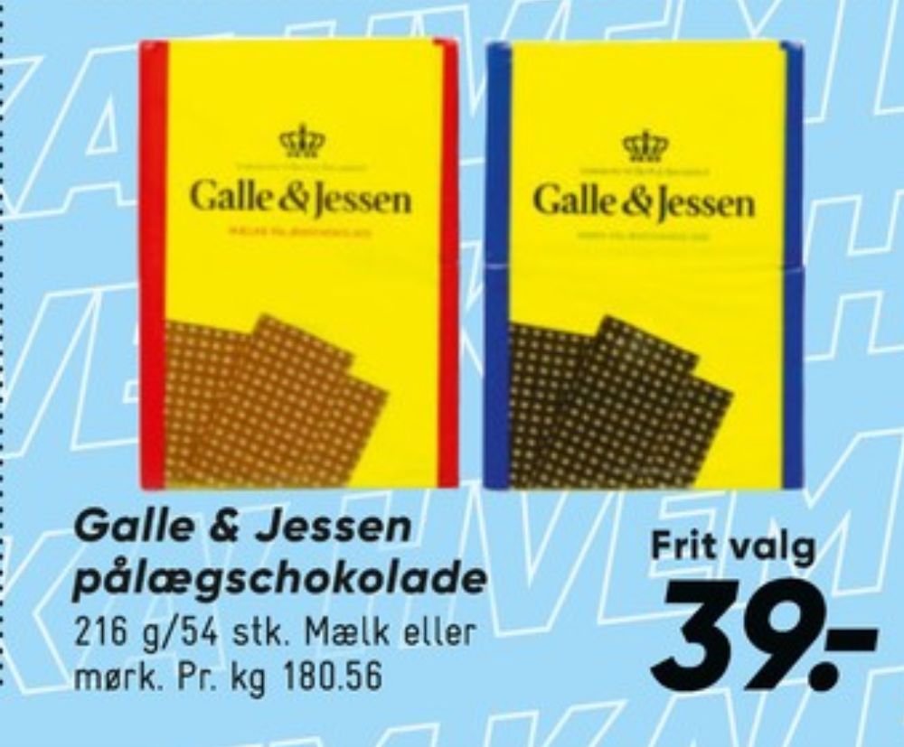 Galle & Jessen, Pålægschokolade Mørk