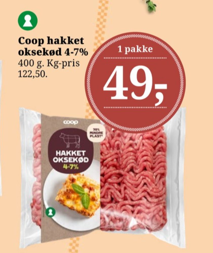 Coop, Hakket oksekød 4-7%