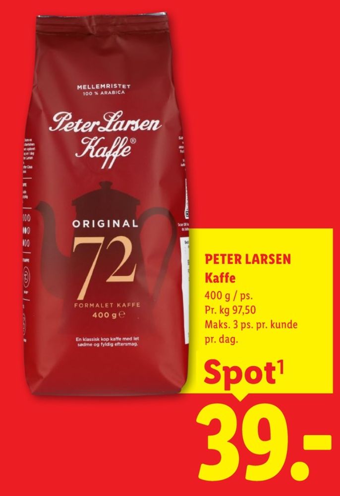 Peter Larsen Blanding 72, Kaffe Formalet