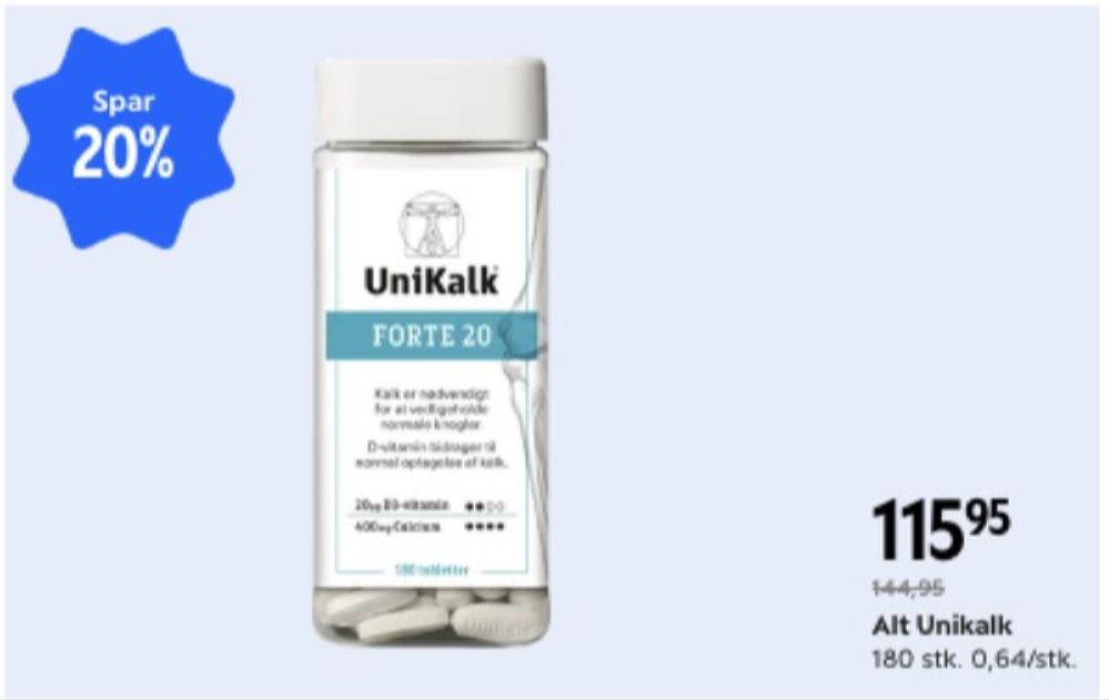 Unikalk, Kosttilskud