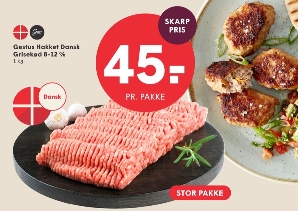 Gestus, Hakket grisekød 8-12%