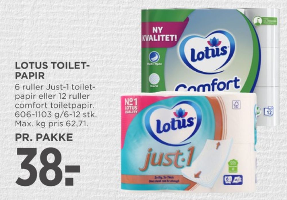 Lotus Comfort, Toiletpapir