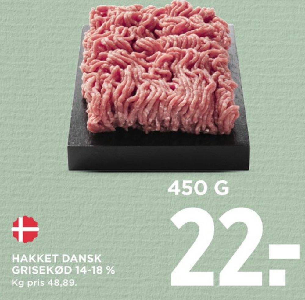 Gestus, Hakket grisekød 14-18%