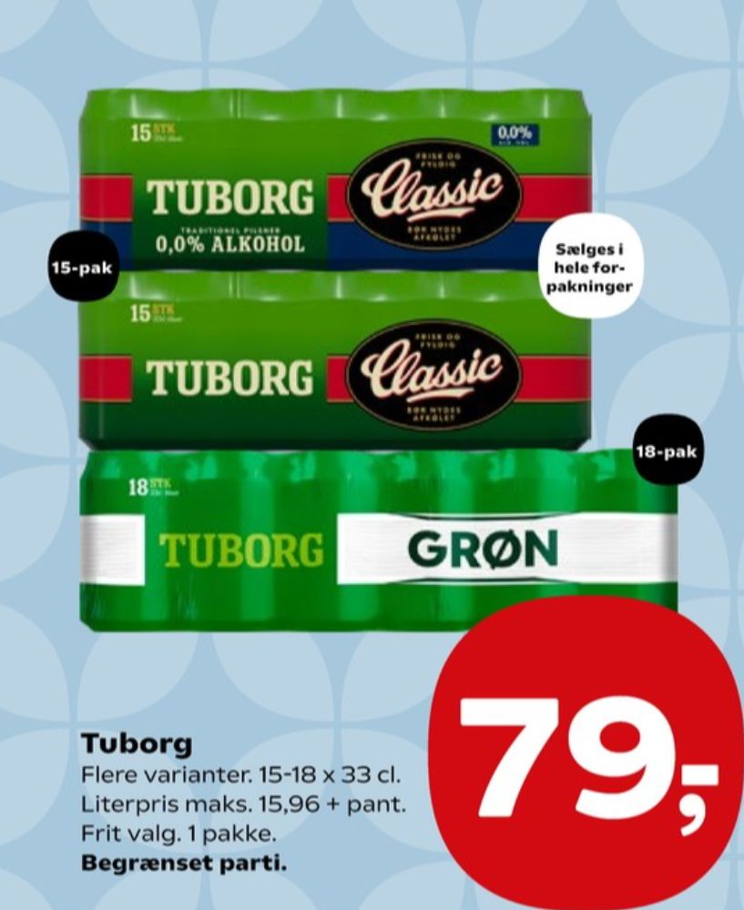Tuborg Classic 0,0, Øl - Alkoholfri 6 pk.