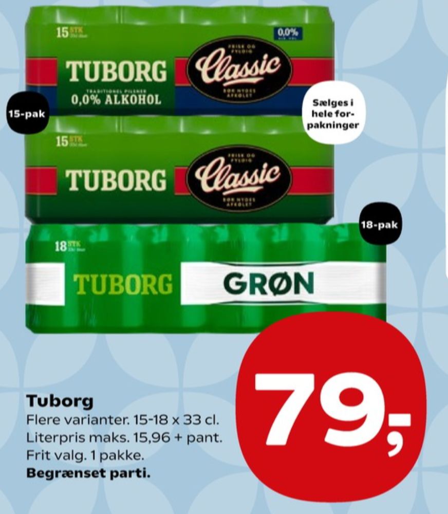 Tuborg Classic 0,0, Øl - Alkoholfri 6 pk.