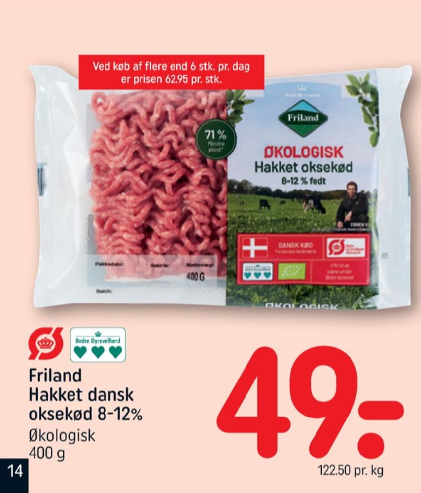 FRILAND Økologi, Hakket oksekød 8-12%