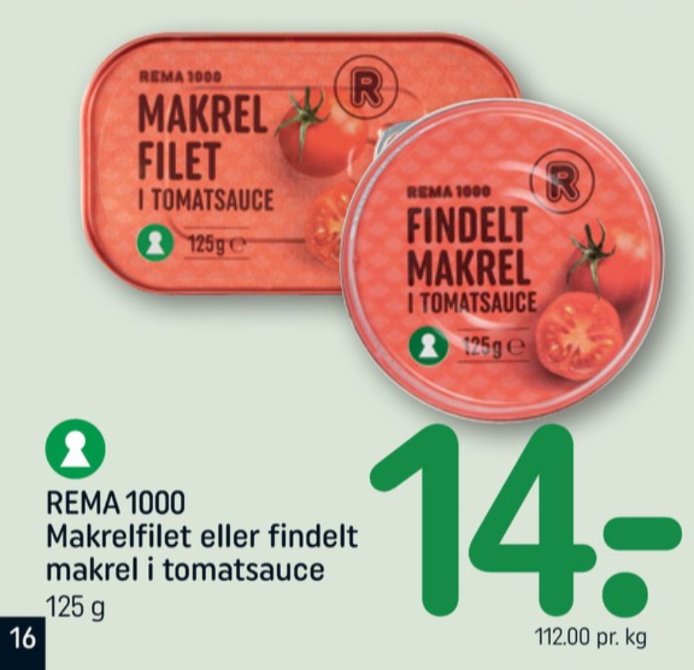Rema 1000, Findelt Makrelfilet i Tomatsauce