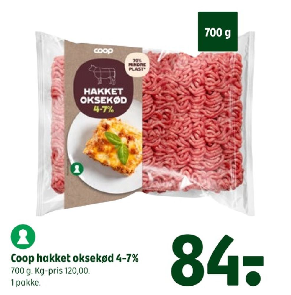 Coop, Hakket oksekød 4-7%