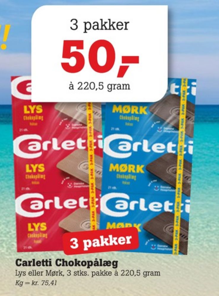 Carletti Den Mørke, Pålægschokolade Mørk