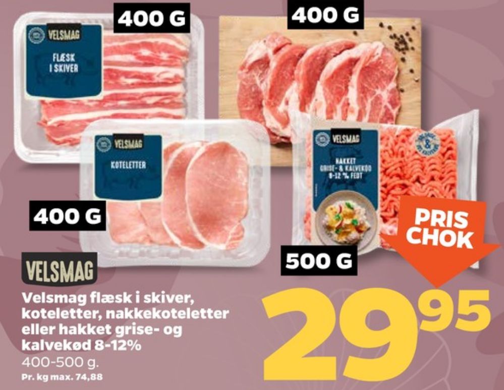 Velsmag, Hakket kalv og grisekød 8-12%