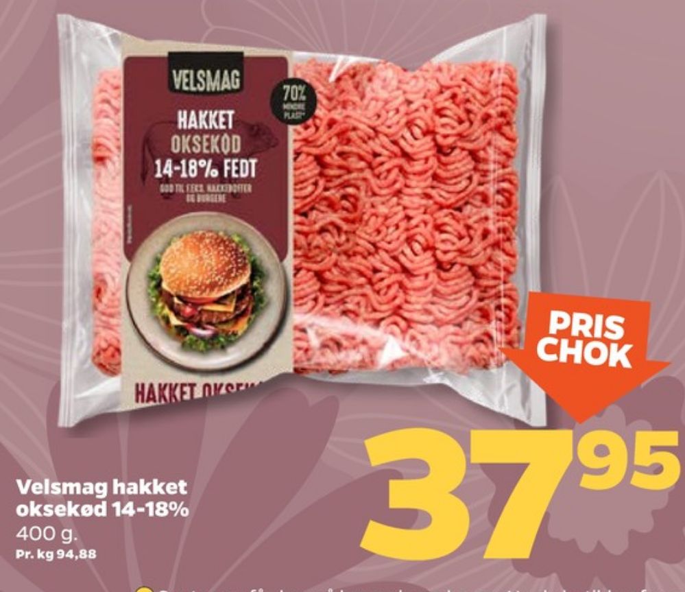 Velsmag, Hakket oksekød 14-18%