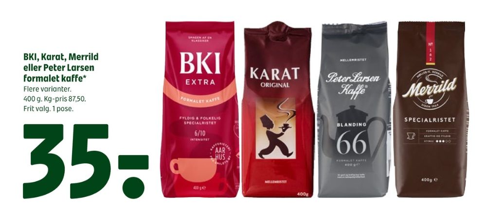 BKI Extra Specialristet, Kaffe Formalet