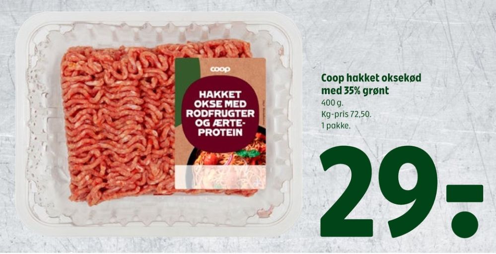 Coop, Hakket oksekød med rodfrugter & ærteprotein