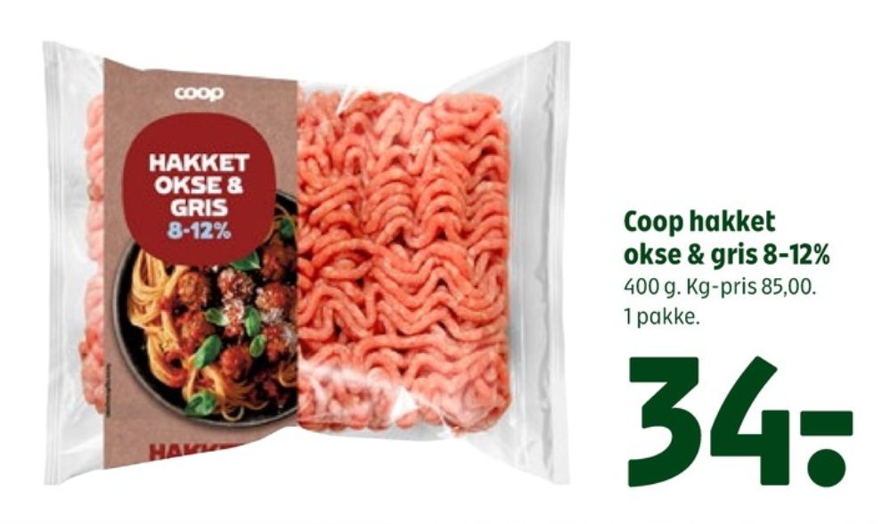 Coop, Hakket kalv og grisekød 8-12%