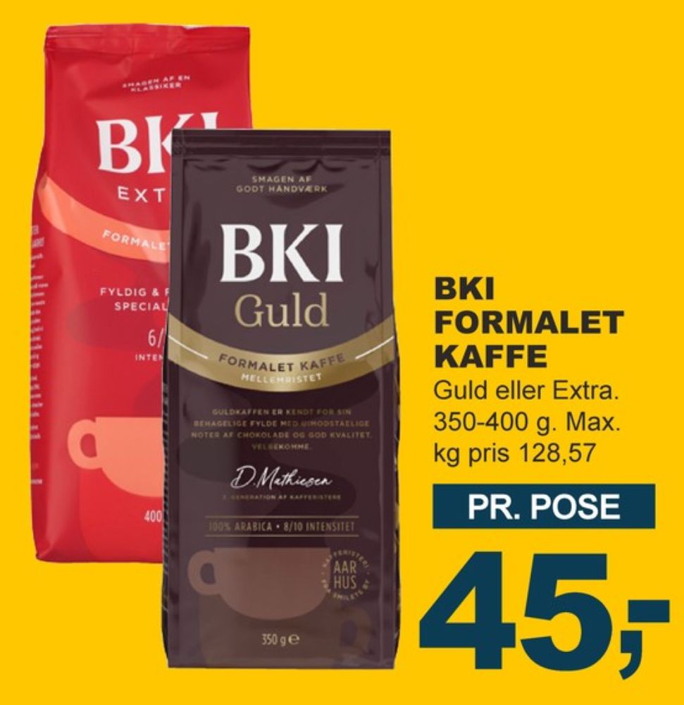 BKI Extra Specialristet, Kaffe Formalet