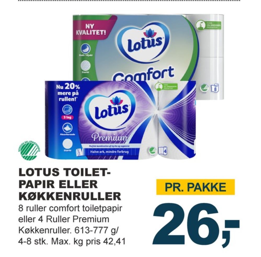 Lotus Comfort, Toiletpapir